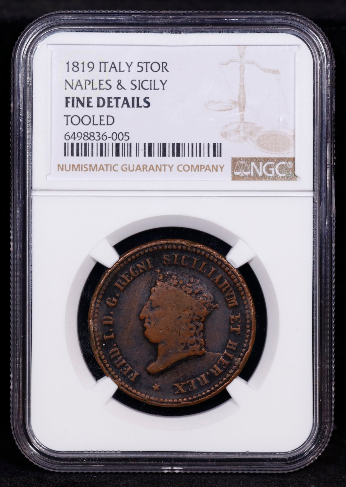 1819 Italy Stor Naples & Sicily NGC Fine Details