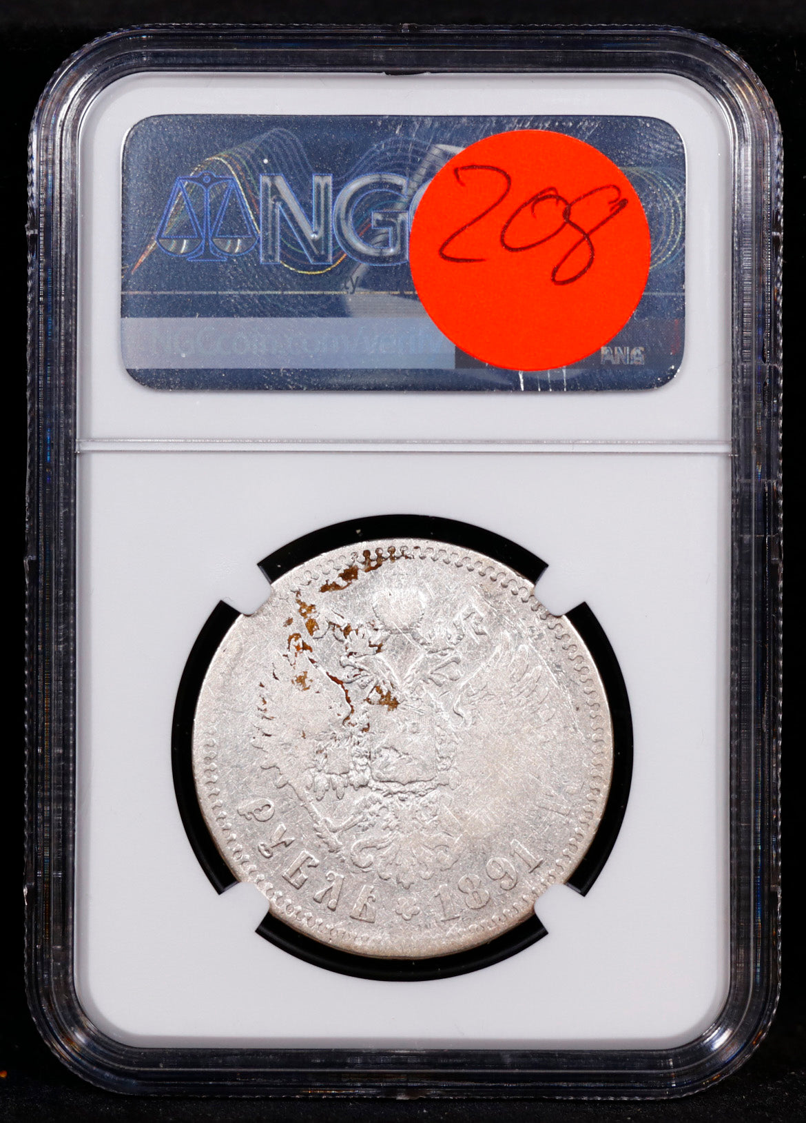 1891 AT Russia Rouble NGC VG Details