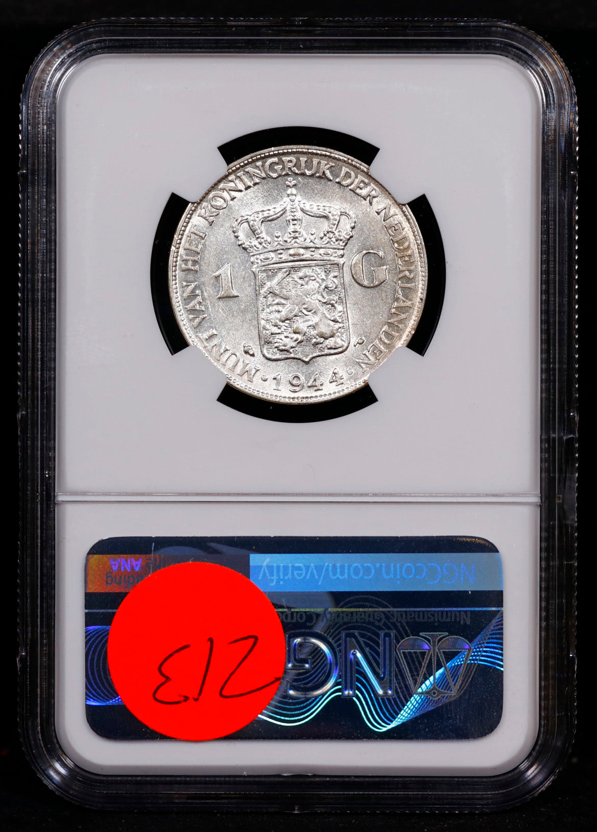 1944-P Netherland Gulden Legend Right of Bust NGC AU55