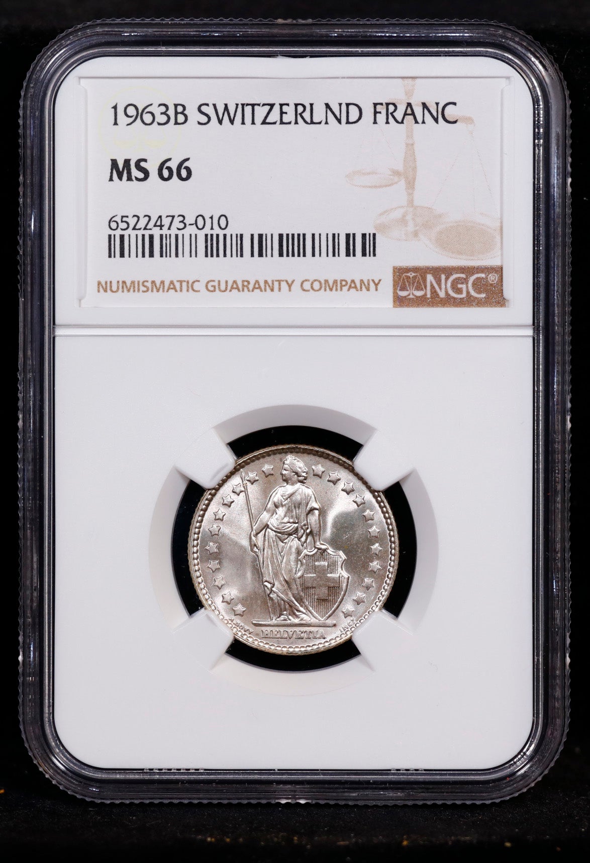1963-B Switzerland Franc NGC MS66