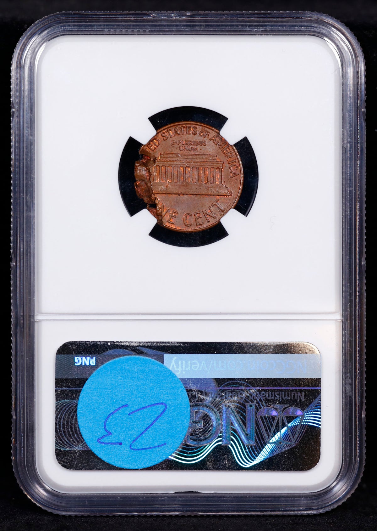 Mint Error 1959 Lincoln 1c Struck on Defective Planchet NGC MS62 BN