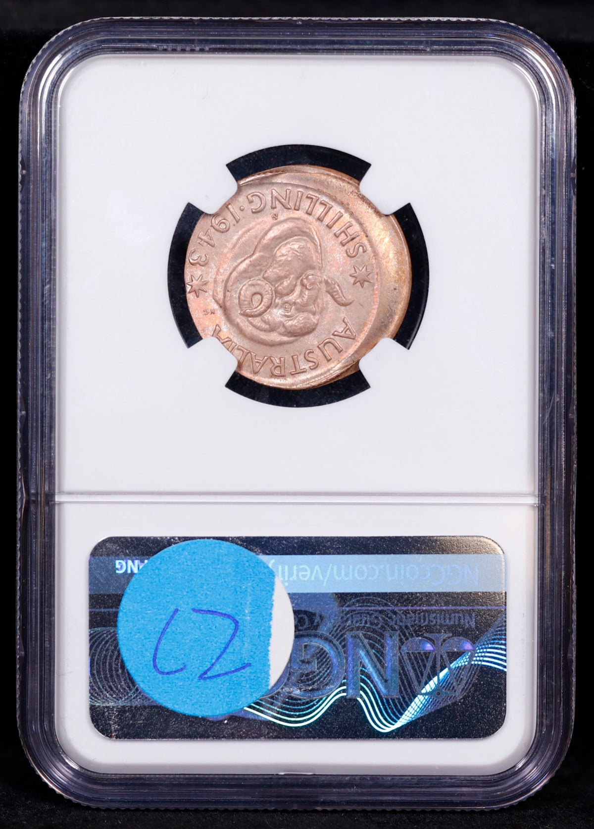 Mint Error 1943S Australia 1S Shilling Struck 15% Off-Center NGC MS64
